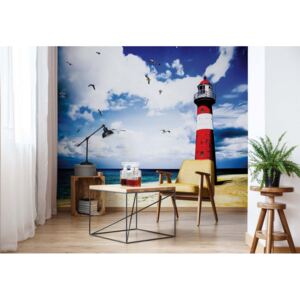 Fototapet - Lighthouse By The Beach Coastal Vliesová tapeta - 254x184 cm
