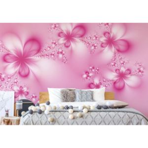 Fototapet - Pink Abstract Design Flowers Vliesová tapeta - 250x104 cm