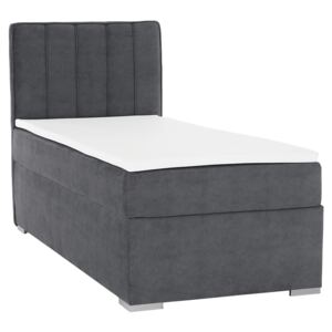 Pat boxspring, pat de o persoană, gri, 80x200, stânga, AMIS