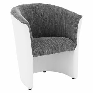 Fotoliu de club, piele eco alb/material gri, CUBA