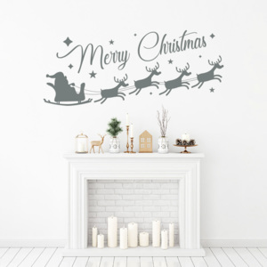 Merry Christmas Santa II. - autocolant de perete Gri 50 x 20 cm