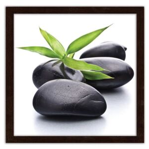 CARO Imagine în cadru - Zen Pebbles And Leaf 40x40 cm Maro