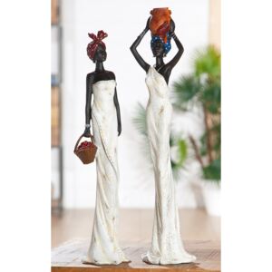 Figurina African Tortuga cu vas pe cap, rasina, multicolor, 11.5x48.5x9.5 cm
