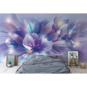 Fototapet - Flowers Modern Blue And Purple Vliesová tapeta - 254x184 cm
