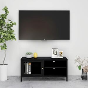 Dulap TV, negru, 90x30x44 cm, oțel și sticlă