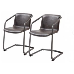 Set de 2 scaune Herne piele sintetica/otel pulverizat, maro, 53 x 77 x 60 cm