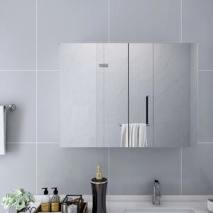 Dulap de baie cu oglindă, alb, 80 x 15 x 60 cm, MDF