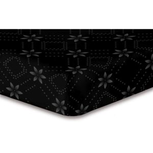 Cearșaf cu elastic, din microfibră DecoKing Hypnosis Snowynight, 90 x 200 cm, negru