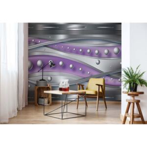 Fototapet - Modern 3D Design Silver And Purple Vliesová tapeta - 254x184 cm