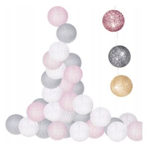 Springos - Accesoriu Cu 30 globuri textile cu led Ghirlanda luminoasa , Roz