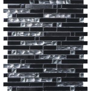 Mozaic sticla si aluminiu negru 30x34 cm
