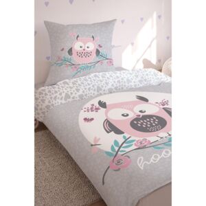Lenjerie de pat pentru fetite Owl, straluceste in intuneric roz 140x200 cm