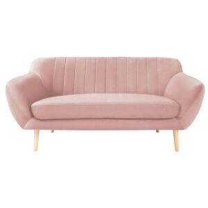 Canapea cu 2 locuri și picioare de culoare deschisă Mazzini Sofas Sardaigne, roz deschis