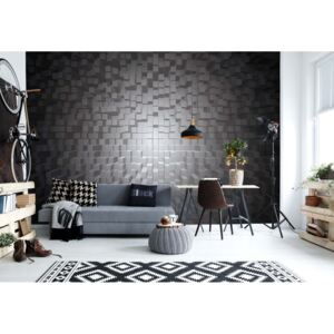 Fototapet - 3D Black And White Modern Pixel Design Vliesová tapeta - 254x184 cm