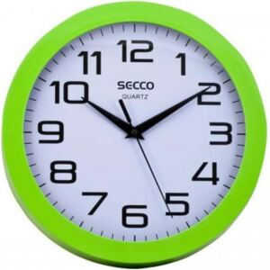 SECCO Ceas de perete, 24,5 cm, ramă verde, SECCO "Sweep second"