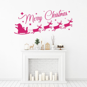 Merry Christmas Santa II. - autocolant de perete Roz 100 x 40 cm