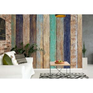 Fototapet - Old Painted Wood Planks Texture Vliesová tapeta - 416x254 cm