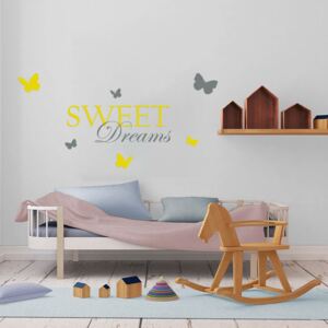 GLIX Sweet dreams - autocolant de perete Gri și galben 120 x 60 cm