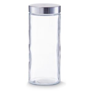 Borcan cu capac transparent/argintiu din sticla si inox 2,1 L Storage Jar Round XL Zeller