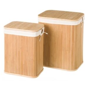 Set 2 cosuri de rufe cu capac din lemn de bambus Marl Unimasa