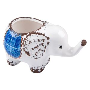 Ghiveci Ceramic, Elefant Alb, 17x9x10 cm