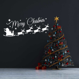 Merry Christmas Santa II. - autocolant de perete Alb 100 x 40 cm