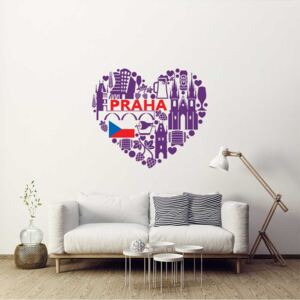 Heart of Prague - autocolant de perete Mov 75 x 65 cm