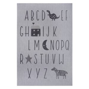 Covor copii Ragami Letters, 80 x 150 cm, gri