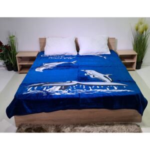 Patura pufoasa, Groasa, Albastra, Delfin, 180 x 230 cm, pentru paturi de 2 persoane, Good Life (PGP 5)