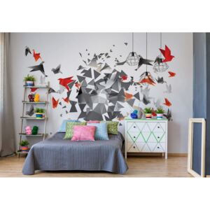 Fototapet - Modern 3D Design Polygon Birds Vliesová tapeta - 416x254 cm