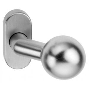 Maner tragator cu buton fix pentru porti metalice, balugelb, cu rozeta, material inox