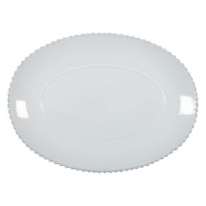 Tavă ovală din gresie ceramică Costa Nova Pearl, lățime 40 cm, alb