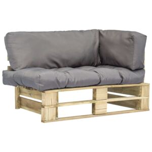 Canapea de grădină din paleți cu perne gri, lemn de pin