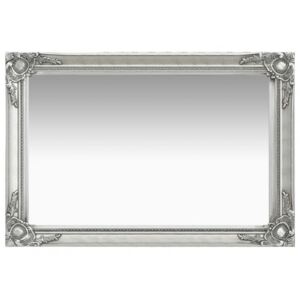 Oglindă de perete în stil baroc argintiu 60 x 40 cm