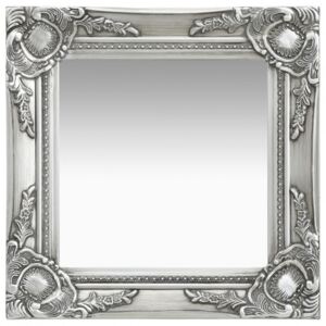 Oglindă de perete în stil baroc argintiu 40 x 40 cm