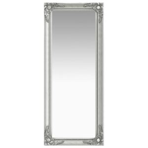 Oglindă de perete în stil baroc argintiu 50 x 120 cm