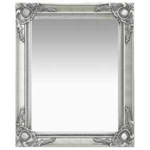 Oglindă de perete în stil baroc argintiu 50 x 60 cm