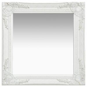 Oglindă de perete în stil baroc alb 50 x 50 cm