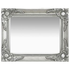 Oglindă de perete în stil baroc argintiu 50 x 40 cm