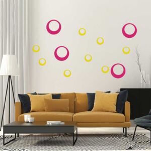 GLIX Decorative circles - autocolant de perete Roz și galben 95 x 65 cm