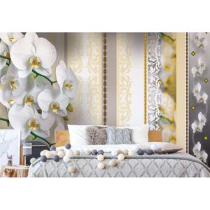 Fototapet - Luxury Floral Design Orchids Yellow Vliesová tapeta - 206x275 cm
