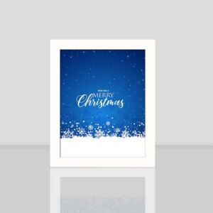 Tablou cu rama albă Blue Merry Christmas, 23,5 x 28,5 cm