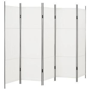 Paravan de cameră cu 5 panouri, alb, 250 x 180 cm