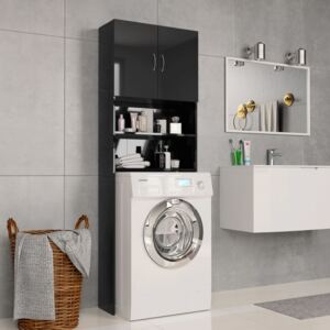Dulap mașina de spălat, negru lucios, 64 x 25,5 x 190 cm, PAL