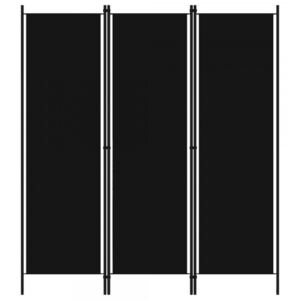 Paravan de camera cu 3 panouri, negru, 150 x 180 cm