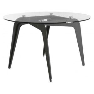 Masa dining rotunda din sticla si metal Ø120cm Calder | ZAGO