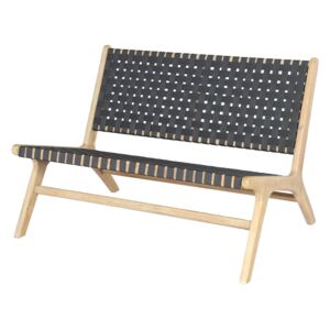 Bancheta lounge din lemn si textil gri antracit Frame Antracit Woven Lounge Bench Wood Natural | VTWONEN