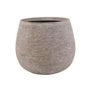 Ghiveci gri-nisip Lines Stonecast Round Grey H26xØ30cm | PRIMERA COLLECTION