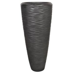 Ghiveci negru Wave Stonecast Black H121xØ50cm | PRIMERA COLLECTION