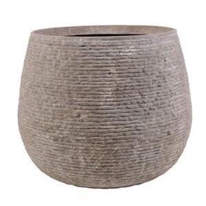 Ghiveci gri-nisip Lines Stonecast Round Grey H30xØ38cm | PRIMERA COLLECTION